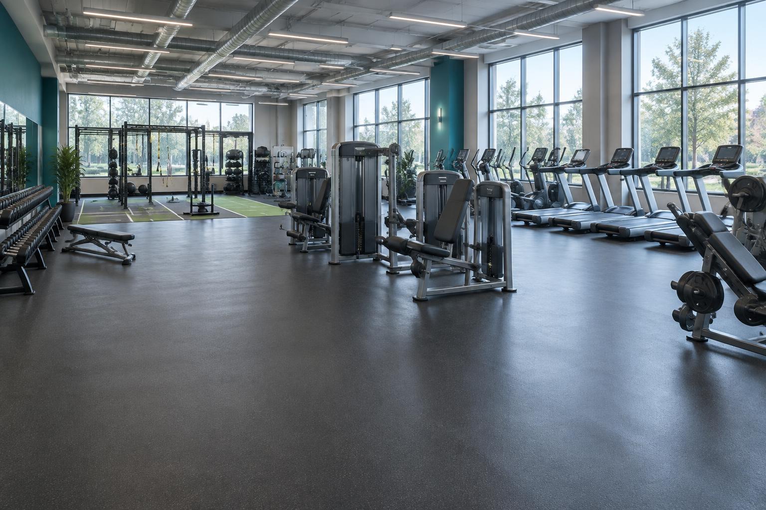 Centro deportivo con máquinas de gimnasio